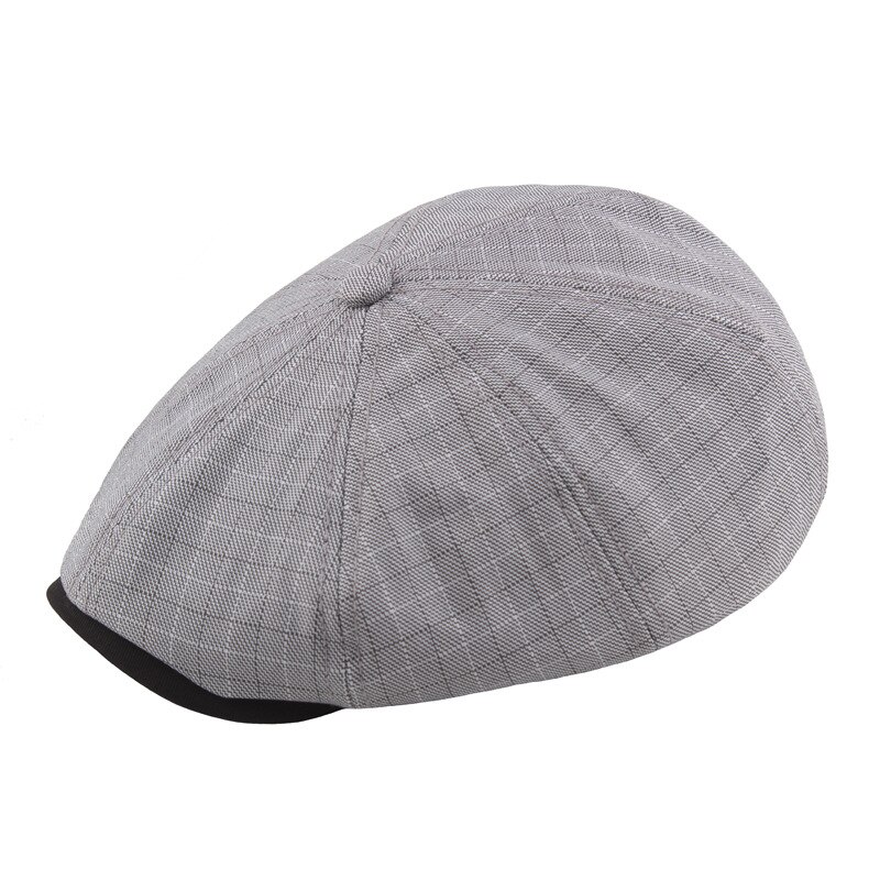 Mens Berets Spring and Summer Peaky Blinder Men Lattice Men's Cotton Stitching Octagonal Cap Beret Homme Man Hat Men Cap: gray