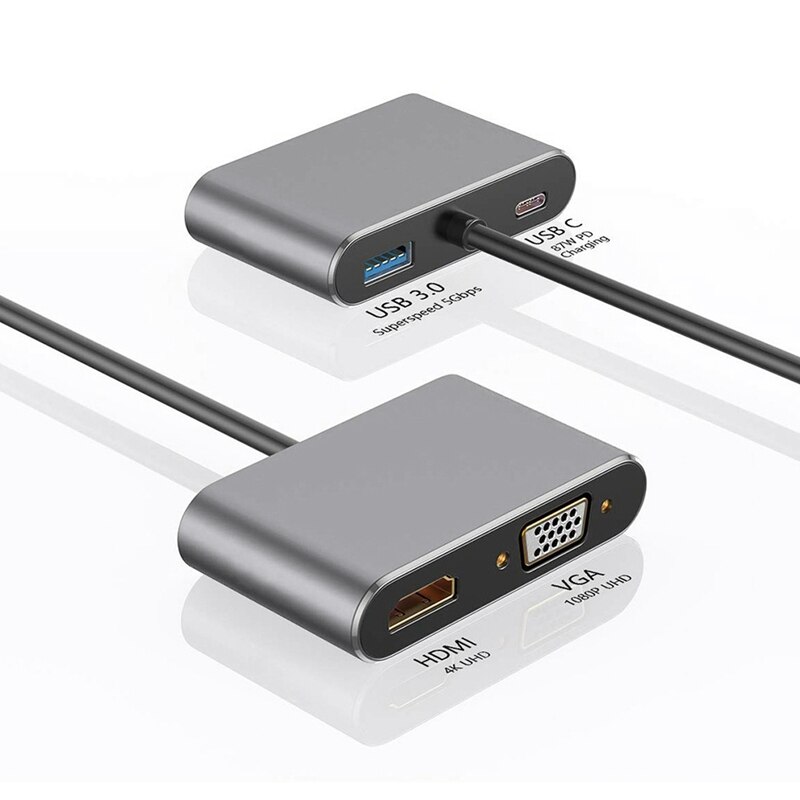 4 in 1 usb c to hdmi vga sovitin tyyppi c to hdmi 4k vga usb 3.0 videomuunnin  pd 60w pikalaturi pro samsung  s9