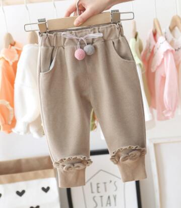 Primavera outono crianças calças do bebê meninas casual gravata borboleta polka calças roupas de bebê longo princesa calças crianças: Marrom / 12 m