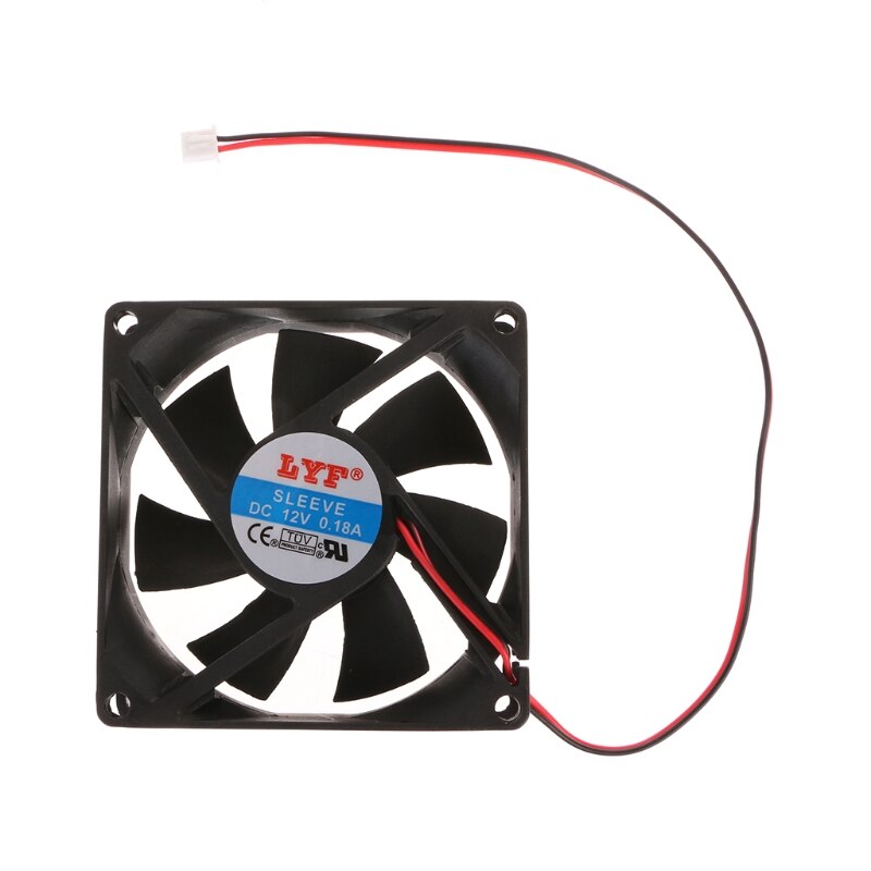 12V 2-Pin 80x80x25mm PC Computer CPU System Heatsink Brushless Cooling Fan