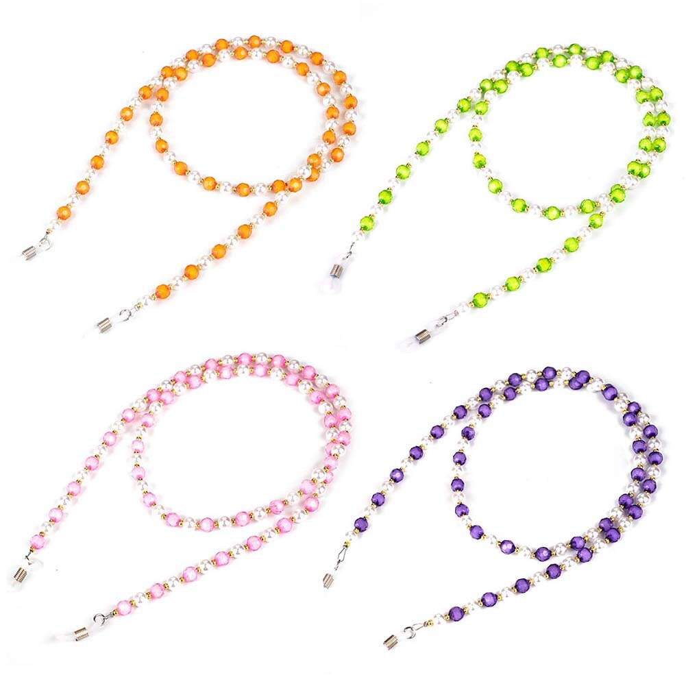 4 pièces chaîne de lunettes retenue strass perlé cordon cordon de lecture lunettes support de sangle collier accessoires de: 4pcs Set A