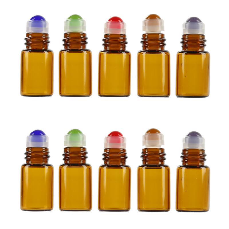 2Ml Draagbare Mini Navulbare Etherische Olie Fles Lege Cosmetische Roller Flessen Met Glazen Roller Ballen Fles Voor Reizen 10 stuks: Mixed
