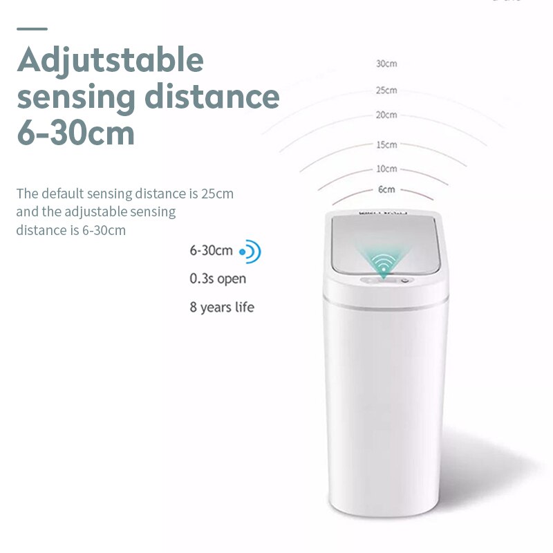 7L Narrow Type Trash Can Zero Waste Recycle Bin Automatic Trash Bin Smart Kitchen Dustbin Touchless Garbage Rubbish Waste Bin