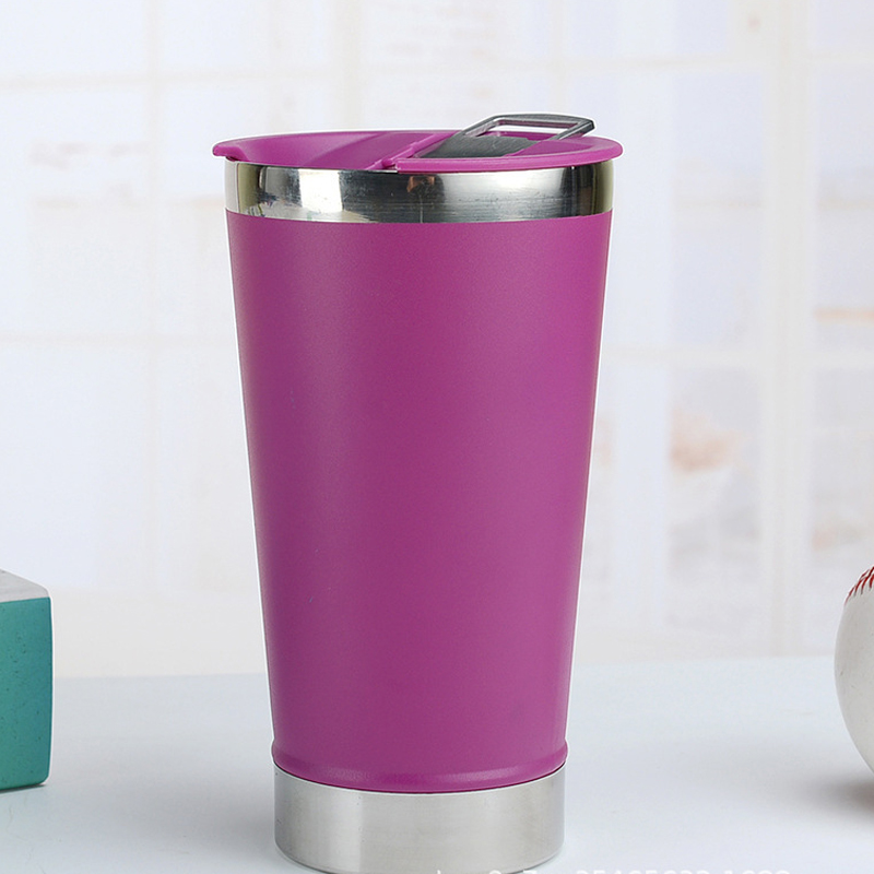 Creativity 304 Stainless Steel Beer Cup Thermos Cup With Bottle Opener 473ML Heat Preservation And Cold Preservation: Purple