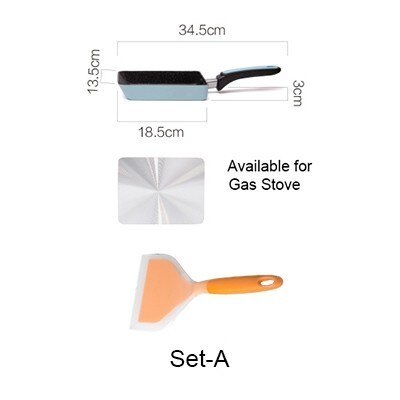 13.5 x 18.5 cm rustfrit stål nonstick stegepande aluminiumslegering køkkengrej pandekage æggegryde dyb gas induktionskomfur grill: Lyserøde sæt en