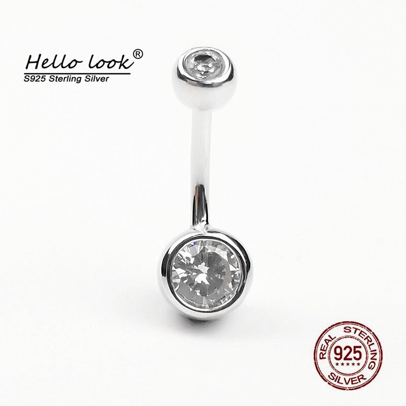 HelloLook anello in argento Sterling 925 con Piercing all&#39;ombelico anello con ombelico doppio zircone anello con ombelico gioielli penetranti per il corpo