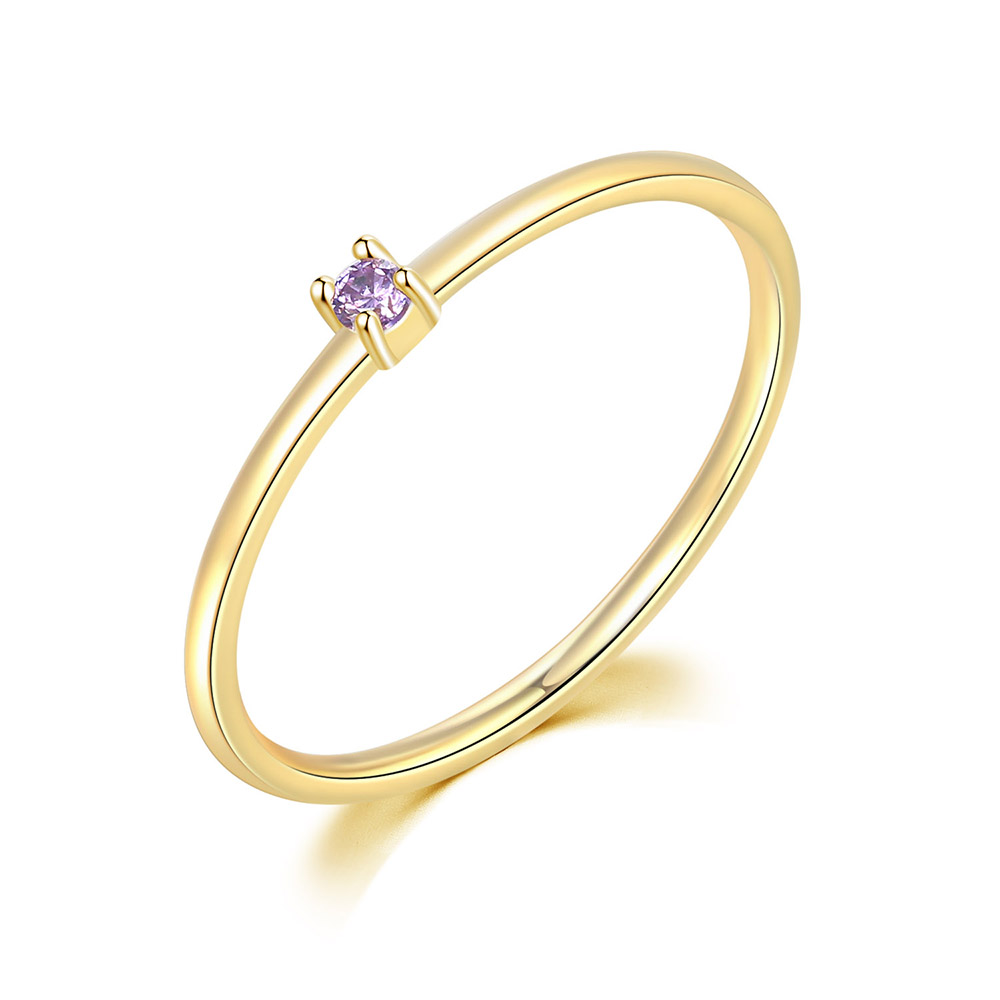 ZHOUYANG Koreanische Ringe F��r Frauen Gold Farbe Schmuck Hochzeit Engagement Ring Grohandel Weibliche Mdchen Liebe Schmuck R246: 8 / light gold purple246