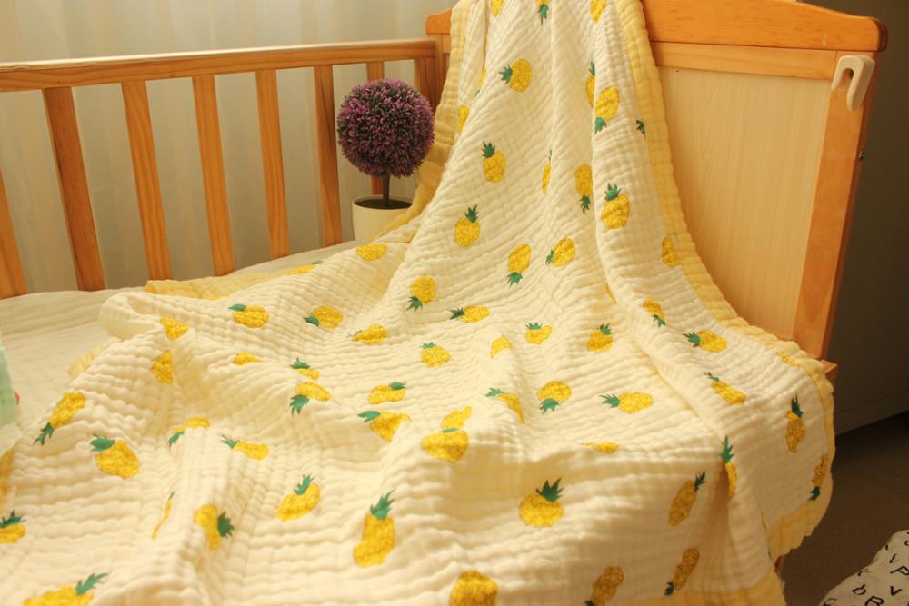 2- lags musselin bomull babytepper babysengetøy nyfødt swaddle wrap tykkere muslin bomull swaddle nyfødt swaddle: Sitron