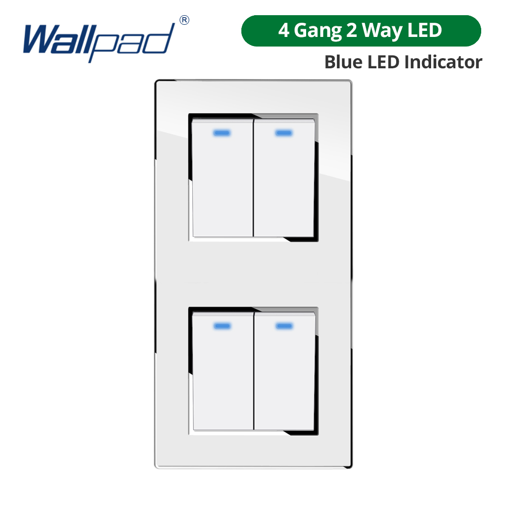 Wallpad Vertical Install 86*172mm White Acrylic Panel Wall Light Switch USB Charge EU Socket Outlet 4 5 6 7 8 Gang 2 Way Reset