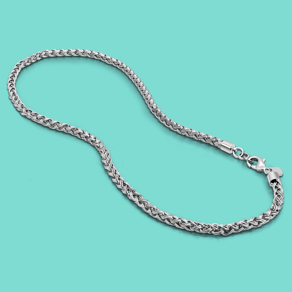 Joyería de plata de para hombre, Collar de plata 100% 925, de patrón tejido, cadena de plata sólida, tamaño 5mm 51cm, de cumpleaños, Bisutería