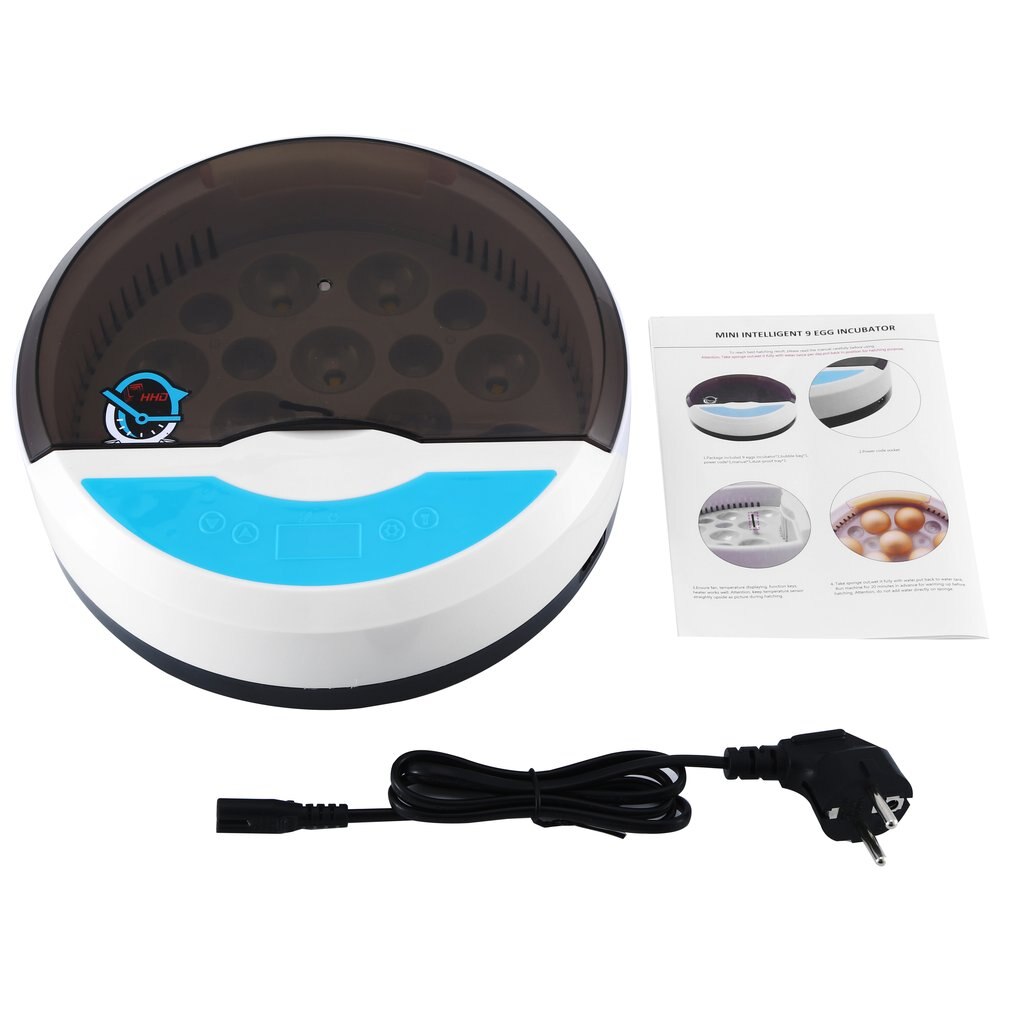 9 Egg Incubator Farm hatching Incubator automatic Digital Temperature Humidity Control LED Bird Eggs incubator: EU Plug