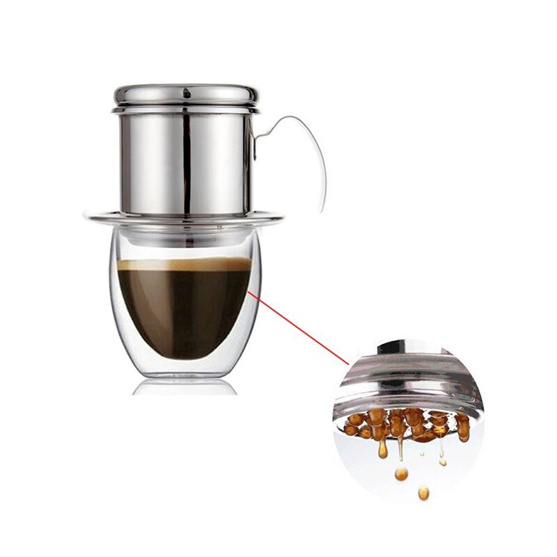 Stainless Steel Vietnamese Coffee Pot Teapot Portable Reusable Office Home Kitchen Tea Set Coffee Utensil Brewing Pot
