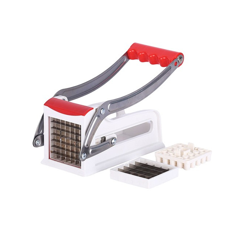 Cortador de patatas fritas, rebanador de patatas Manual, portátil, de acero inoxidable, para el hogar, máquina cortadora de patatas, cortador de verduras de cocina: Gris claro