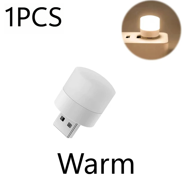 1/10Pcs Mini USB Night Light Eye Protection Book Reading Light USB Plug Computer Mobile Power Charging LED Night Lamp Warm White: Orange