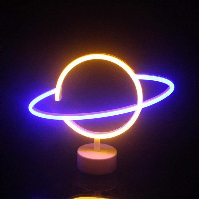 Neon led lampe planet lys tegn til boligindretning natlys fritstående batteristrøm neon lamper dekoration: C