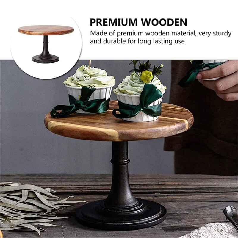 Wooden Cake Stand Dessert Pedestal Display Stand with Base Dessert Cupcake Pastry Candy Display Plate for Wedding Birthday Party