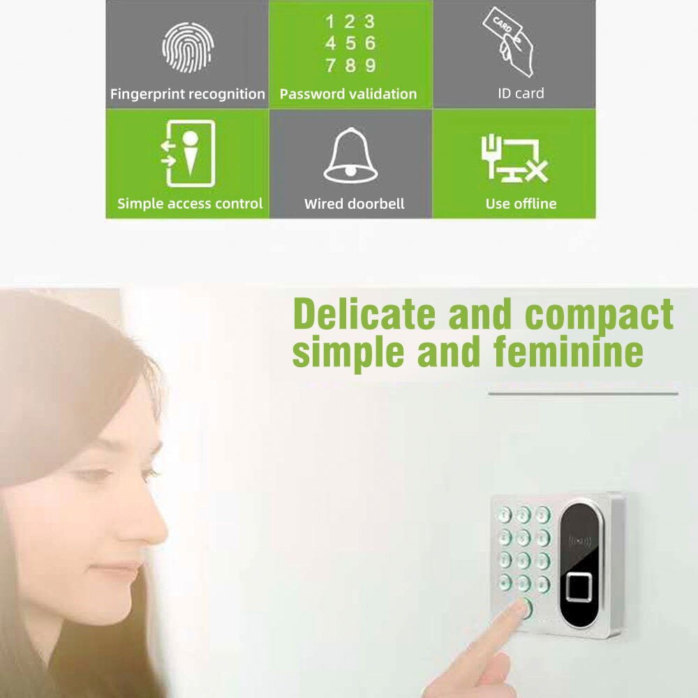 125KHZ Keypad Card Reader password Biometric Fingerprint Access Control Door Lock System RFID 200 user
