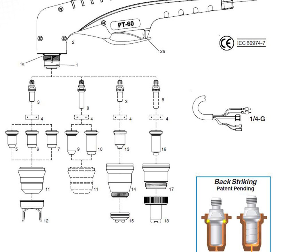 PT40 PT60 PT-60 Plasma cutting torch consumables back striking VB0048 electrode and VU0668 tip nozzle 20 pcs/lot