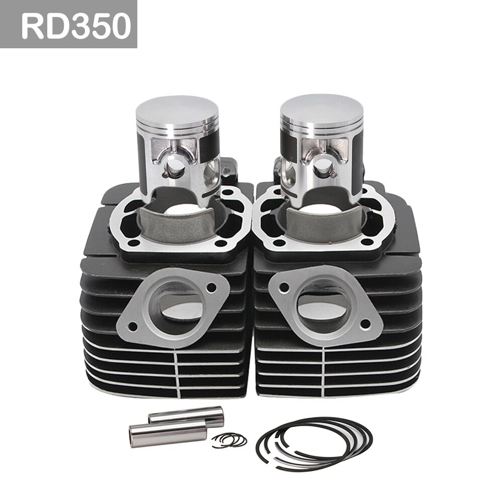 Alconstar- RD350 Piston Kit Set Standard STD 64mm Motorcycle Cylinder Piston For YAMAHA RD350 1973 1974 1975 Cafe Racer Racing