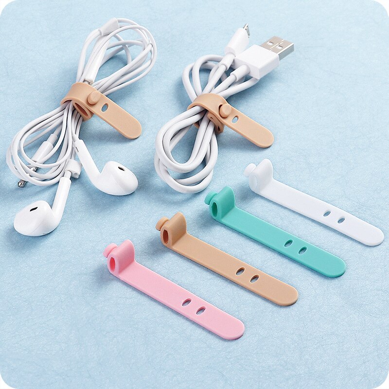 4Pcs Cable Winder Silicone Strap Hook Loop Cable Winder Headphone Cord Earphone Organizer Cable Tie Cable Winder Accessories