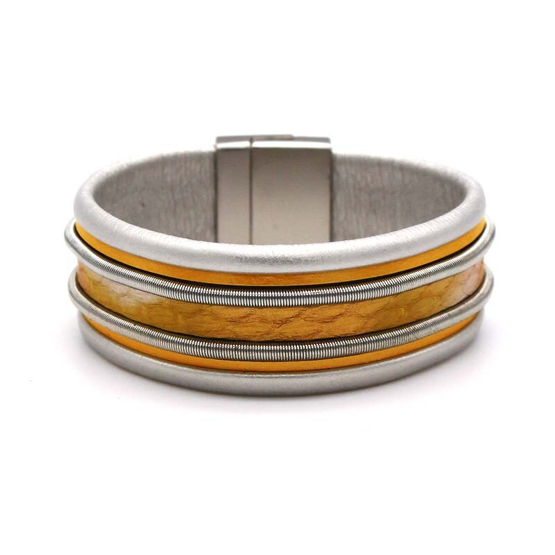 TOTOABC Amorcome Leder Armbinde Metall Rohr Breite mehrschichtig-wickeln Armbinde Weiblichen Schmuck: Ursprünglich Titel