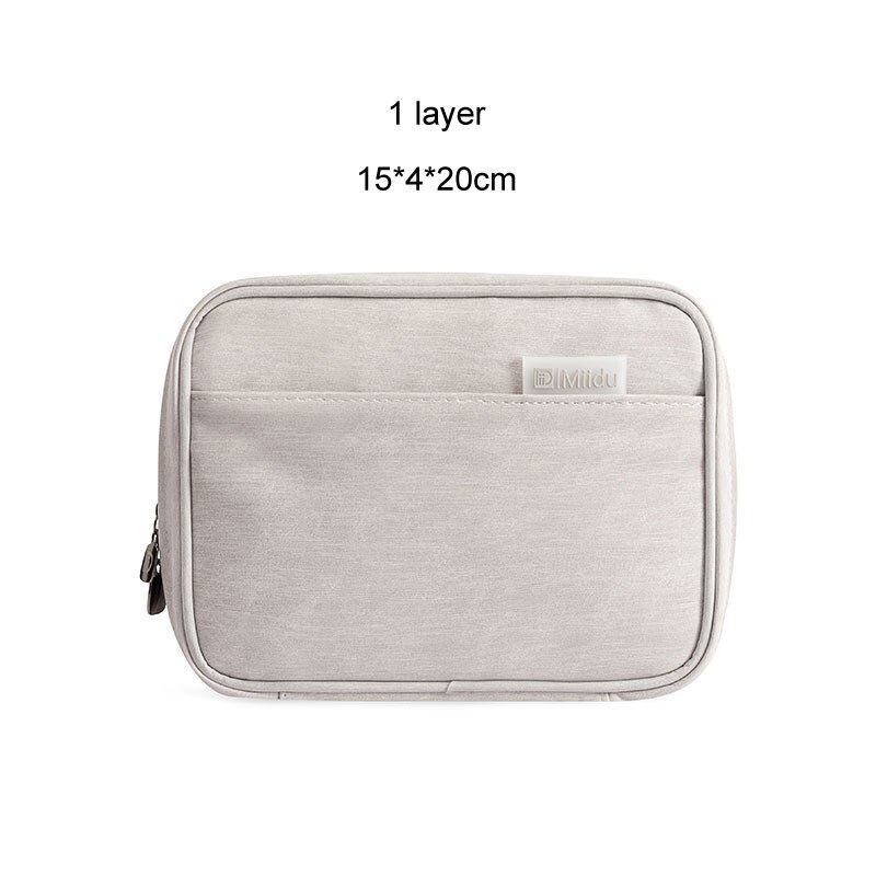 Grand sac cosmétique pour femme Portable sacs numériques organisateur USB Gadgets câbles fils chargeur batterie externe sac de rangement de maquillage: Gray 1 layer