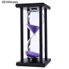 60 Minutes Hourglass Sand Timer for Kitchen School Modern Wooden Hour Glass Sandglass Sand Clock Tea Timers Home Decoration: BLACK PURPLE