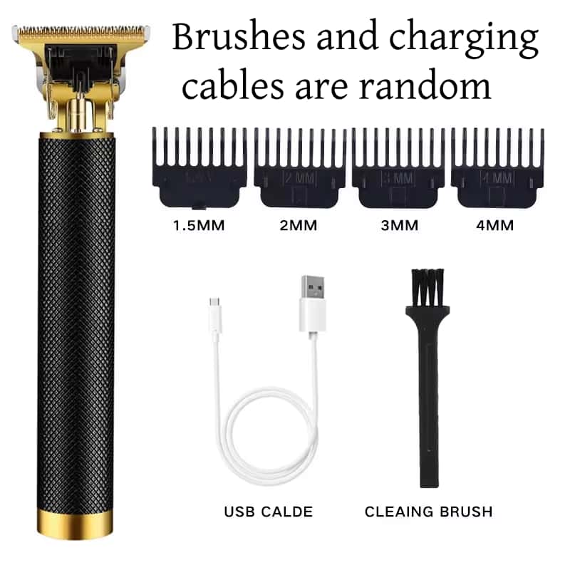 Elektrische tondeuse Professionele USB draadloze tondeuse Professionele baardtrimmer Kapselverzorgingsset Haarsnijmachine: Black