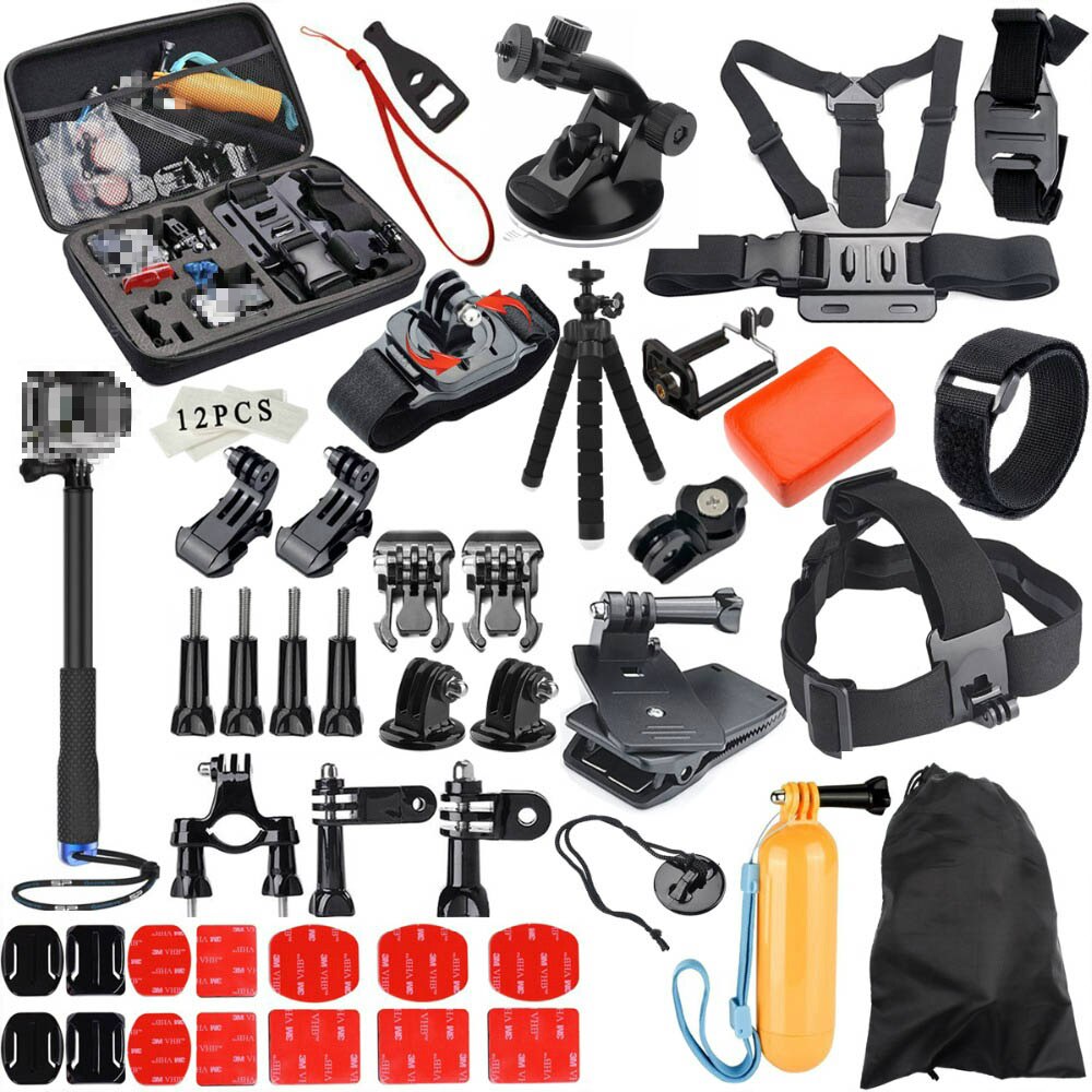 Juego de accesorios para Gopro hero 8, 7, 6, 5, 4, 3 vías, palo de selfie para Eken h8r, xiaomi, osmo action yi, funda EVA: Typy Z