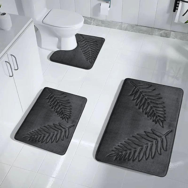 Non Slip Bath Mat Soft Black Memory Foam Bath Mat Water Absorbent Washable Rugs for for Bathroom Bedroom Bath Mat Dark Dlue: black