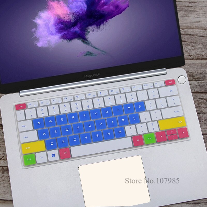 Vaskbart silikone laptop tastatur cover beskytter skin til huawei matebook  d 14 tommer (amd) notebook  d14 w50f w00d 14.0 & #39 ;& #39 ;: Candyblue