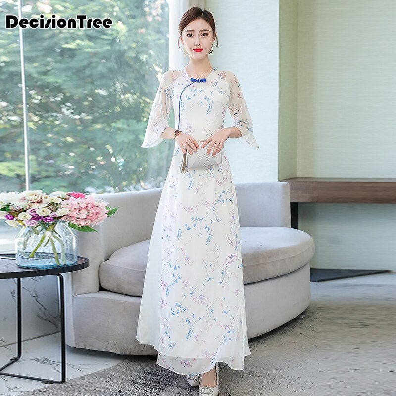 Robe chinoise en lin qipao, robe traditionnelle pour femmes, élégante, qipao, aodai, collection