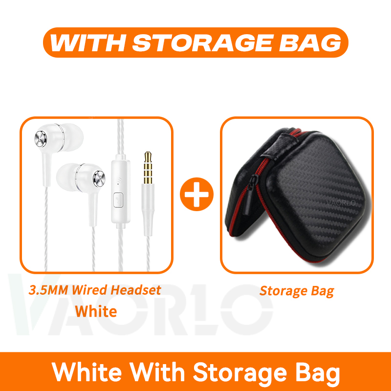 3.5mm kablede hodetelefoner i øret headset kablede øretelefoner med mikrofon bass hifi stereo ørepropper sport musikk spilling for telefoner pc: Svart