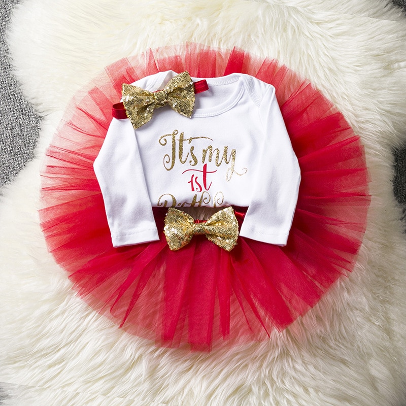 baby girl photography headbands +tutu happy birthday for infants baby girl costume long sleeve 1st birthday