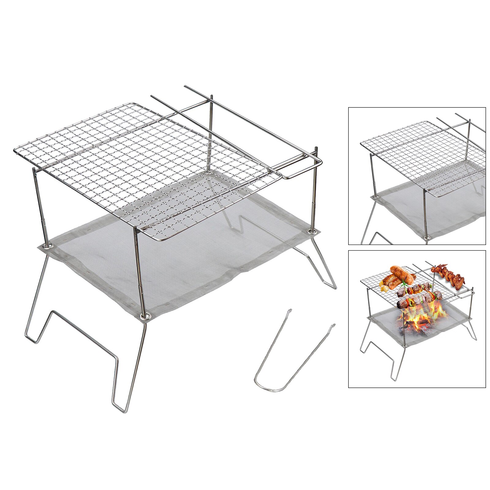 Mini Camping Stove BBQ Grills Stainless Steel Barbecue Grill Outdoor Picnic Kitchen Barbecue Grill for Garden Picnic Camp Hiking
