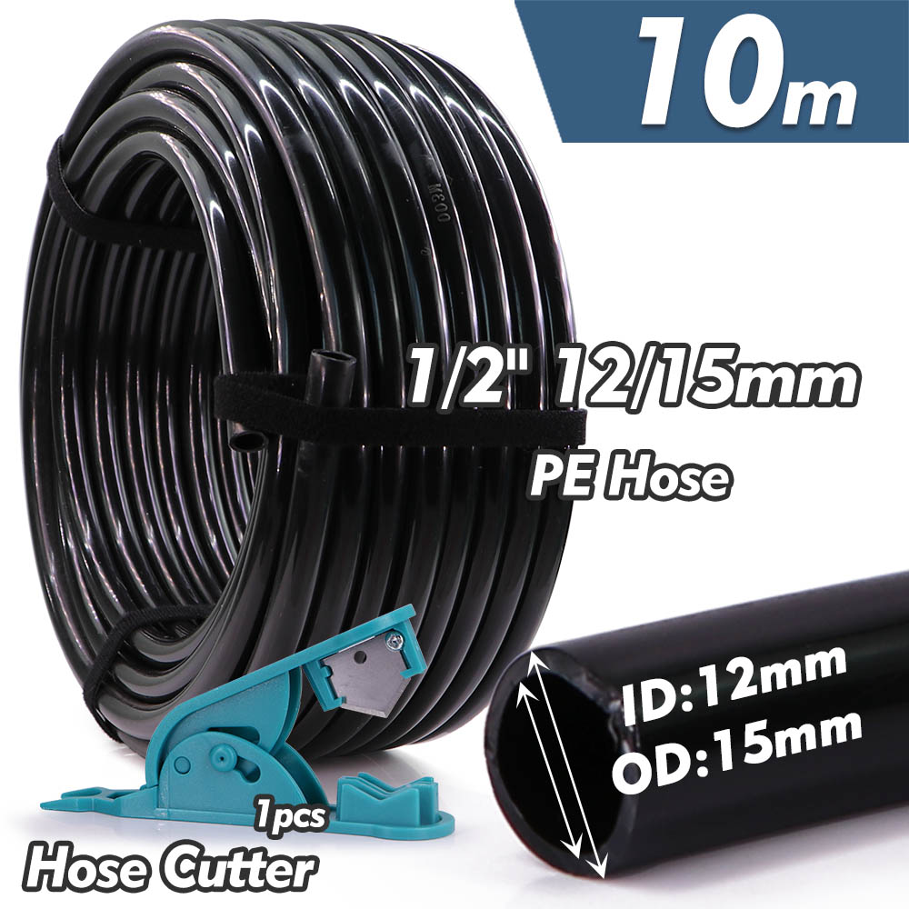 1/2" Garden Bubbler Irrigation Watering System 360° Adjustable Sprinkler 15 to 6mm Quick Connect Micro Drippers Sprayer PE Hose: Light Grey