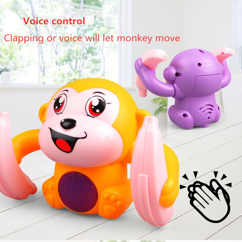 Electric Flipping Monkey Children Animal Model Toy Voice Control Induction Cartoon Rolling Banana Baby