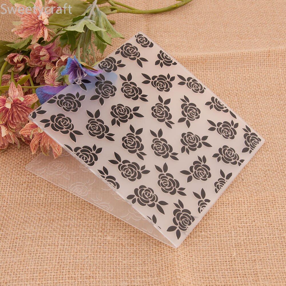 Rose Flower Embossing Folders For Christmas Card Making Supplies Paper Craft Scrapbooking Plastic Embosser Stencil
