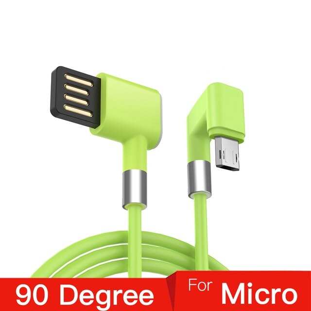 2.4A 180 Graden Snelle Lading Data Type C Micro Usb C Kabel Voor Samsung Huawei Xiaomi Type-C Lader lange Mobiele Telefoon Draad Koord: Green For Micro