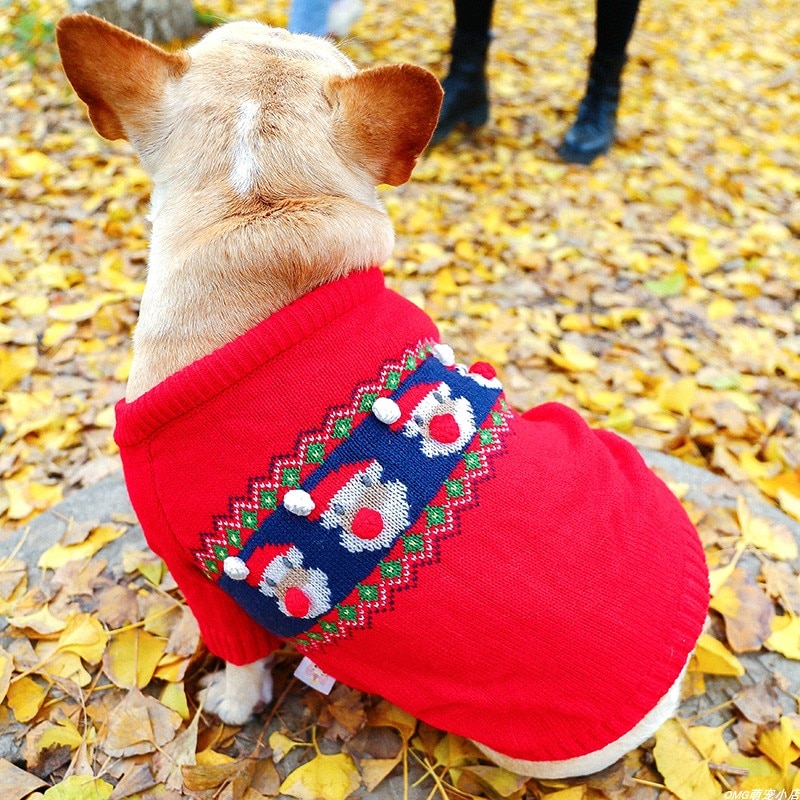 Rød bomuld jul hundesweater fedt dyr s xl mops hvalpe fransk bulldog terrier yorkie vinter efterår vest skjorte frakke levering