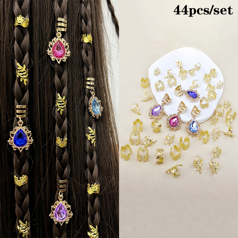 1set Dreadlock Hair Rings Hair Jewelry Cuffs Clip Hair Braids Dirty Braids Bead Hippie Hairpin Accessories Headwear For Women: Lavender