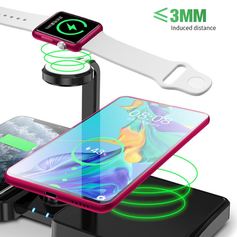 Wireless Charging Qi Wireless Charger 5 in 1 Dock for Apple iWatch 4 3 2 1 Charging Startion for Airpods Fast Wireless Chargers