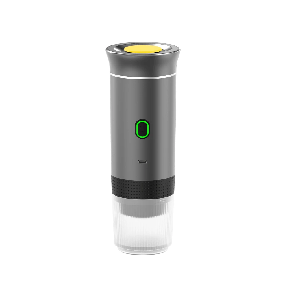 Cafetera Espresso eléctrica inalámbrica portátil para viajes, coche y hogar, cafetera para acampar, cafetera en polvo con cápsulas 3 en 1: Gris claro