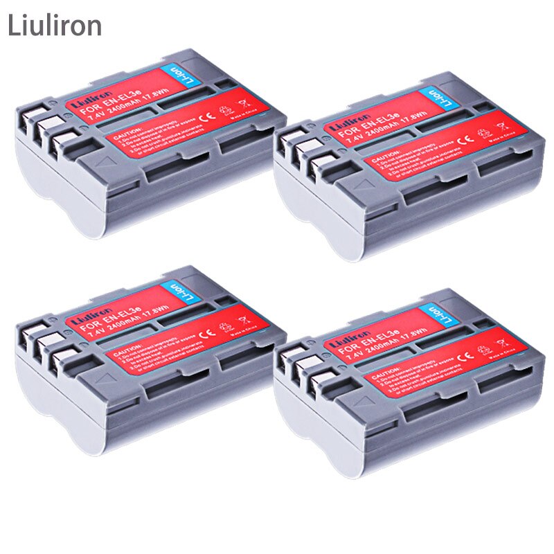 4X 7,4 V 2400MAH EN-EL3E EN EL3e ENEL3e EL3 Batterie + LCD LADEGERÄT Für Nikon D300S D300 D100 D200 d700 D70S D70 D80s D80 D90 D50