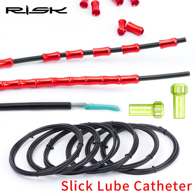RISK 3 Meter Bicycle Slick Lube Catheter with 2 Dust Plug For Brake Shifting Internal Cable Routing Oil Tube Injection Housing