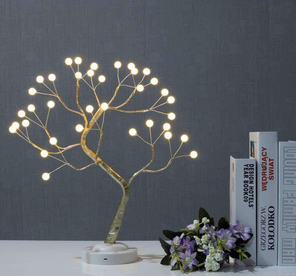 36/108 lysdioder nat lys bonsai træ lys gypsophila lys hjemme fest bryllup indendørs dekoration nat lys