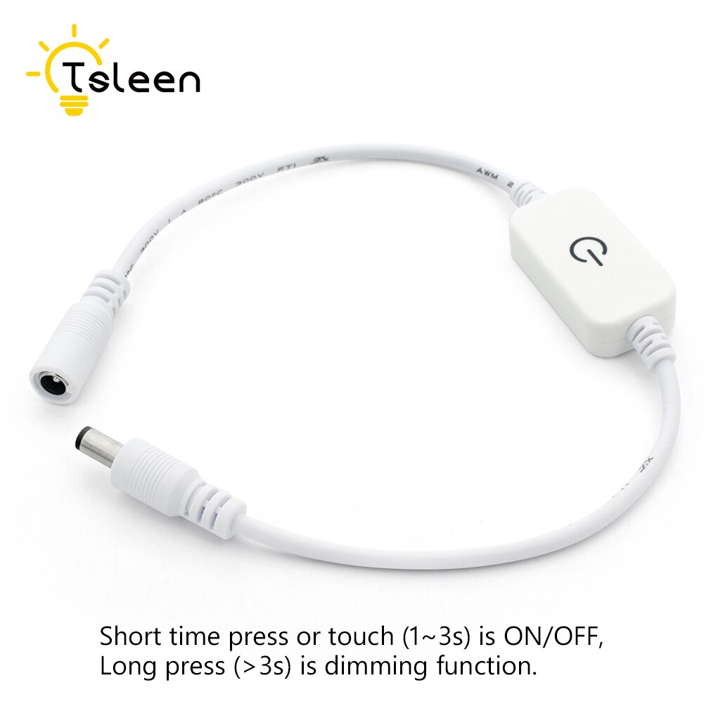 In-line strømafbryder tænd/sluk smart touch kabel hvid til jack arduino 12-24v strømafbryder sensor tænd/sluk hvid kabeldæmper