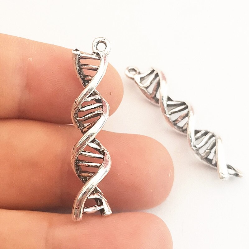 4Pcs Dna Charms Hanger Diy Sieraden Bevindingen Voor Sieraden Makingantique Zilver Kleur Tone 9X40Mm Bedels Voor sieraden Maken