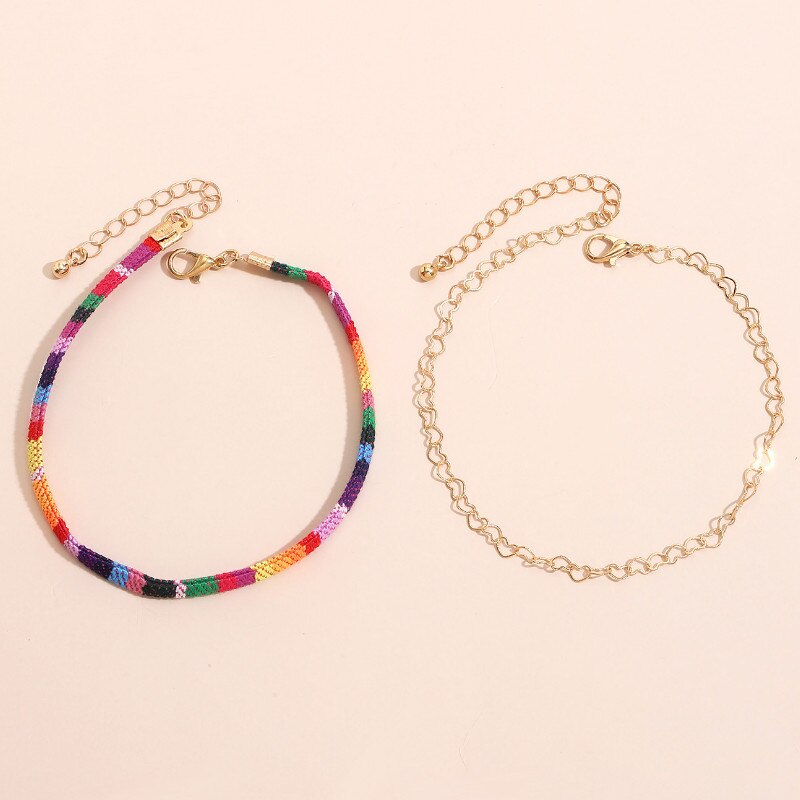 Vrouwen Zomer Bohemian Kleurrijke Touw Enkelband Beach Accessoires Op Voet Enkel Armbanden Been Keten