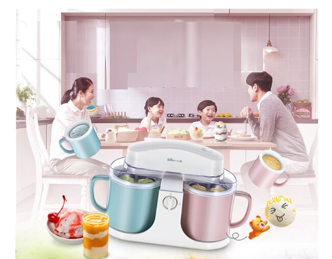 Ice Cream Machine Double Barrel Automatic DIY Frozen Fruit Milkshaker One-click Operation Handlless Easy Clean